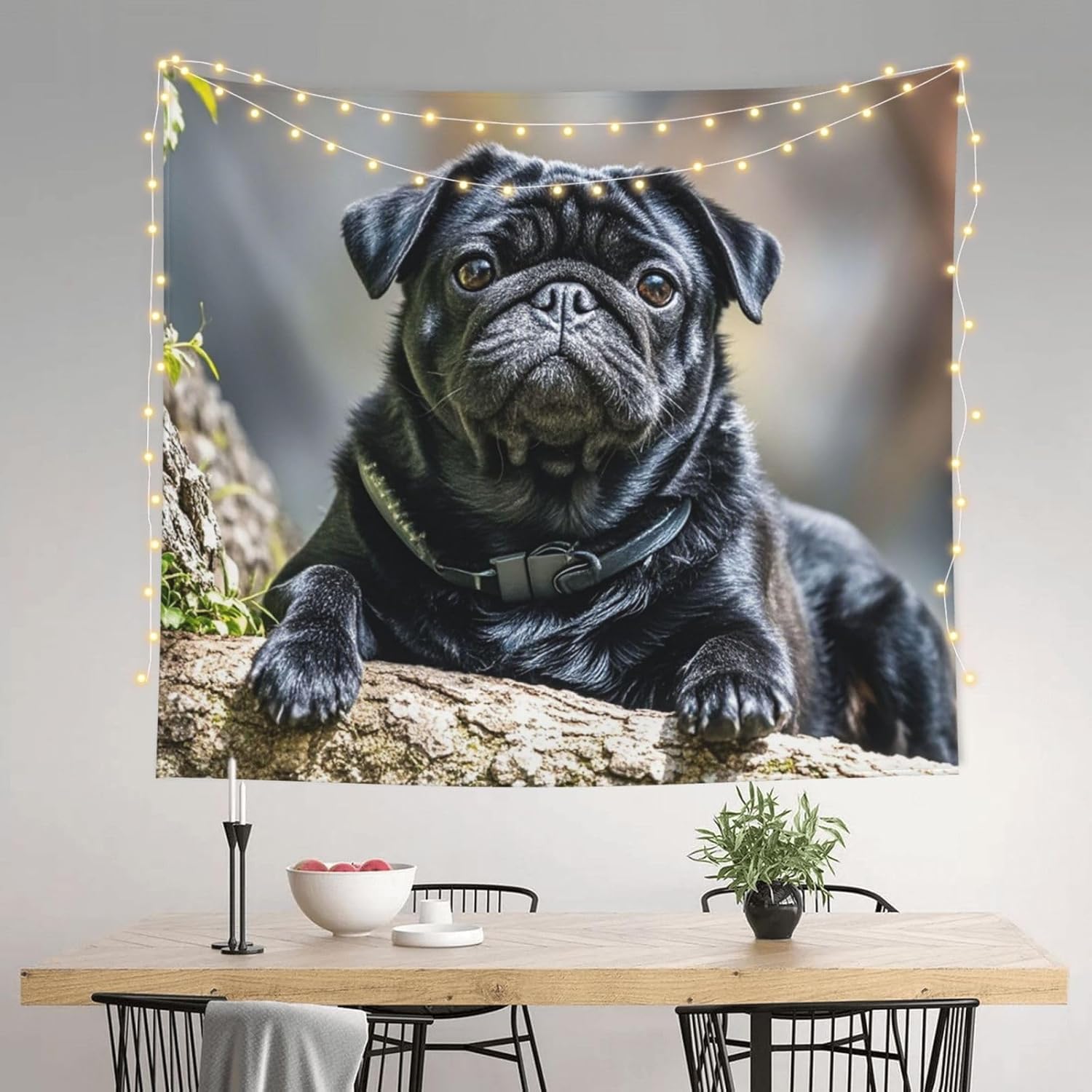 Generisch Wandteppich Mops Wandtuch Mops, Wandteppiche 240x260 cm Tapisserie Wandbehang Stoff Wanddeko für Wohnzimmer Schlafzimmer Wohnheim B-5311