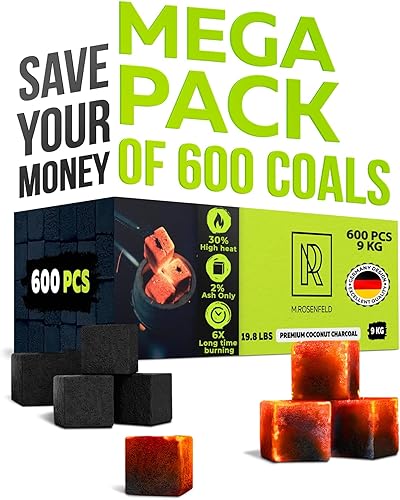 Miniatura 35 de Cachimba carbón de carbón de coco – Paquete XL 84 unidades y 2.6 lbs (2.6 libras) – Calidad premium 0.984 in (1x1x1 in) – 100% carbón de coco