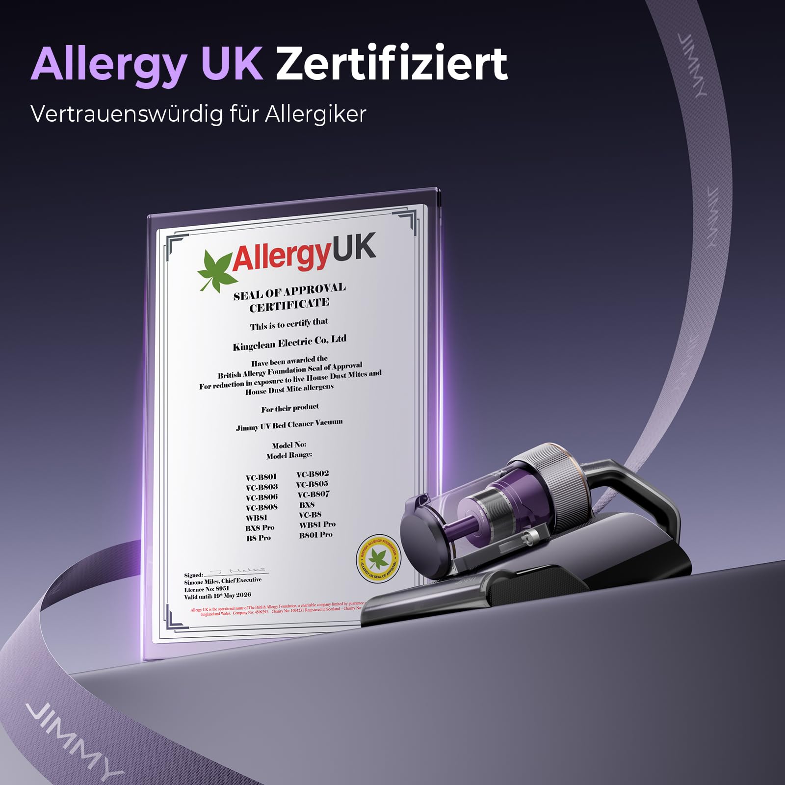 Jimmy BX8 Pro Milbensauger 600W 17kPa UV-C Desinfektion 65°C Graphen-Heiztechnologie Echtzeit-Display