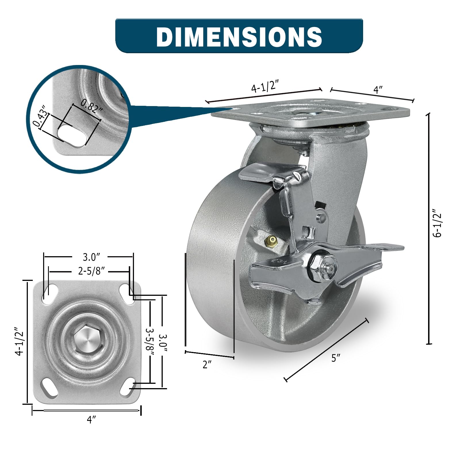 Heavy Duty Industrial Casters - 4000 Lbs Capacity -2 Heavy Duty Industrial Casters - 4000 Lbs Capacity -2
