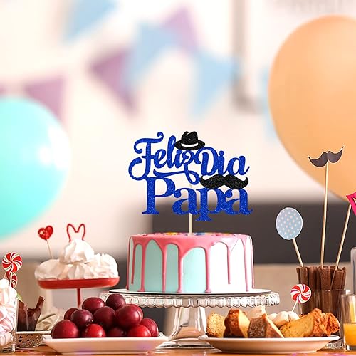 Miniatura 4 de Decoración de pastel de Feliz Dia Papa con purpurina azul y negra, decoración de pastel de Feliz Cumpleanos Papa/Best Dad Ever/Super Dad Cake Decor