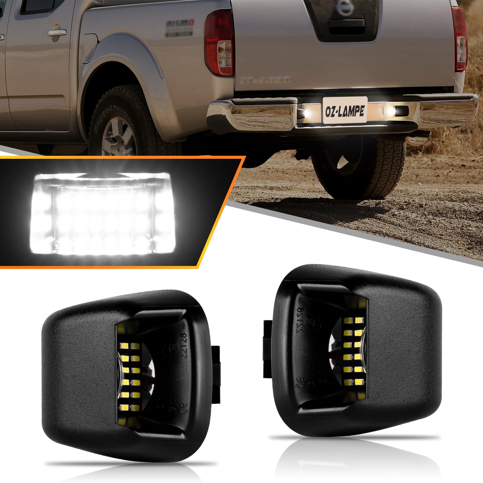 2X Éclairage de plaque d'immatriculation LED pour Nissan navara D40 2005~2018 Frontier ACMAT ALTV Suzuki Equator, Canbus Pas d'erreur feux de plaque d'immatriculation à LED, Feux Arrière