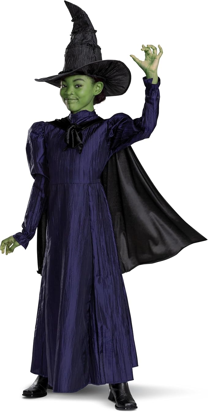 Disguise Girls Wicked Elphaba Costume for Girls, Deluxe Official Wicked Elphaba Costume Cape and Hat