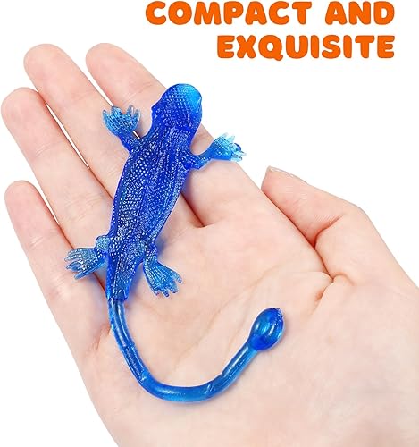 Miniatura 6 de Toyvian Juguetes de reptiles de lagarto pegajoso de goma juguete de 20 piezas de juguetes de mano pegajosos, juguetes elásticos Gecko elásticos para