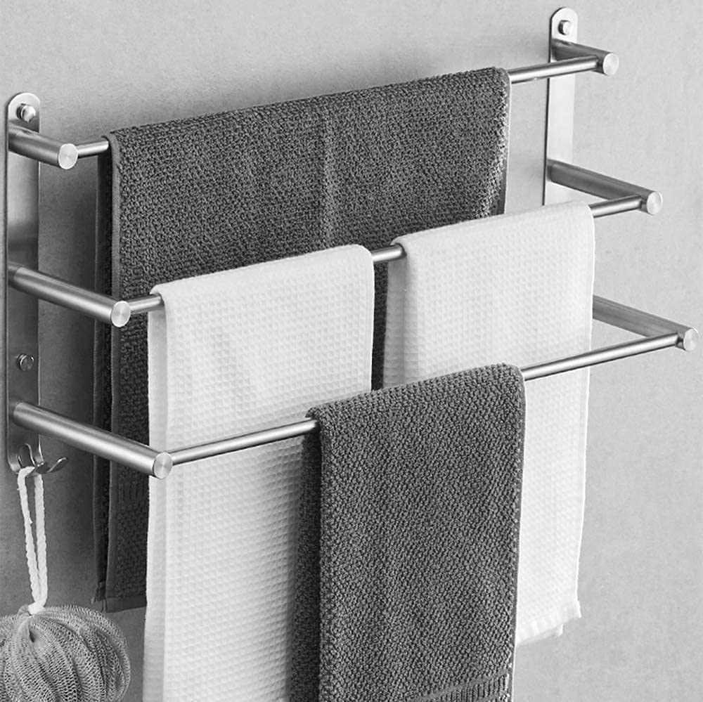 Handtuchhalter Bad 3-Tier mit Haken, 304 Edelstahl Wand Handtuchhalter, Handtuchhalter Handtuchhalter für Küche Bad Toilette Hotel Büro 30CM (Größe: 40cm)