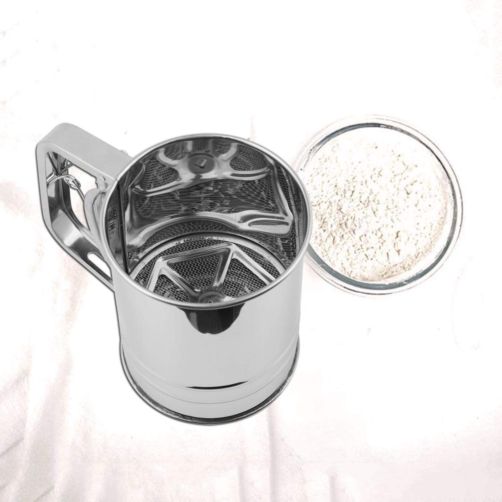 Stainless Steel Flour Sifter for Baking, 3 Cup Baking Sieve Cup Flour Strainer Baking Sifters Fine Mesh for Powdered Sugar Flour