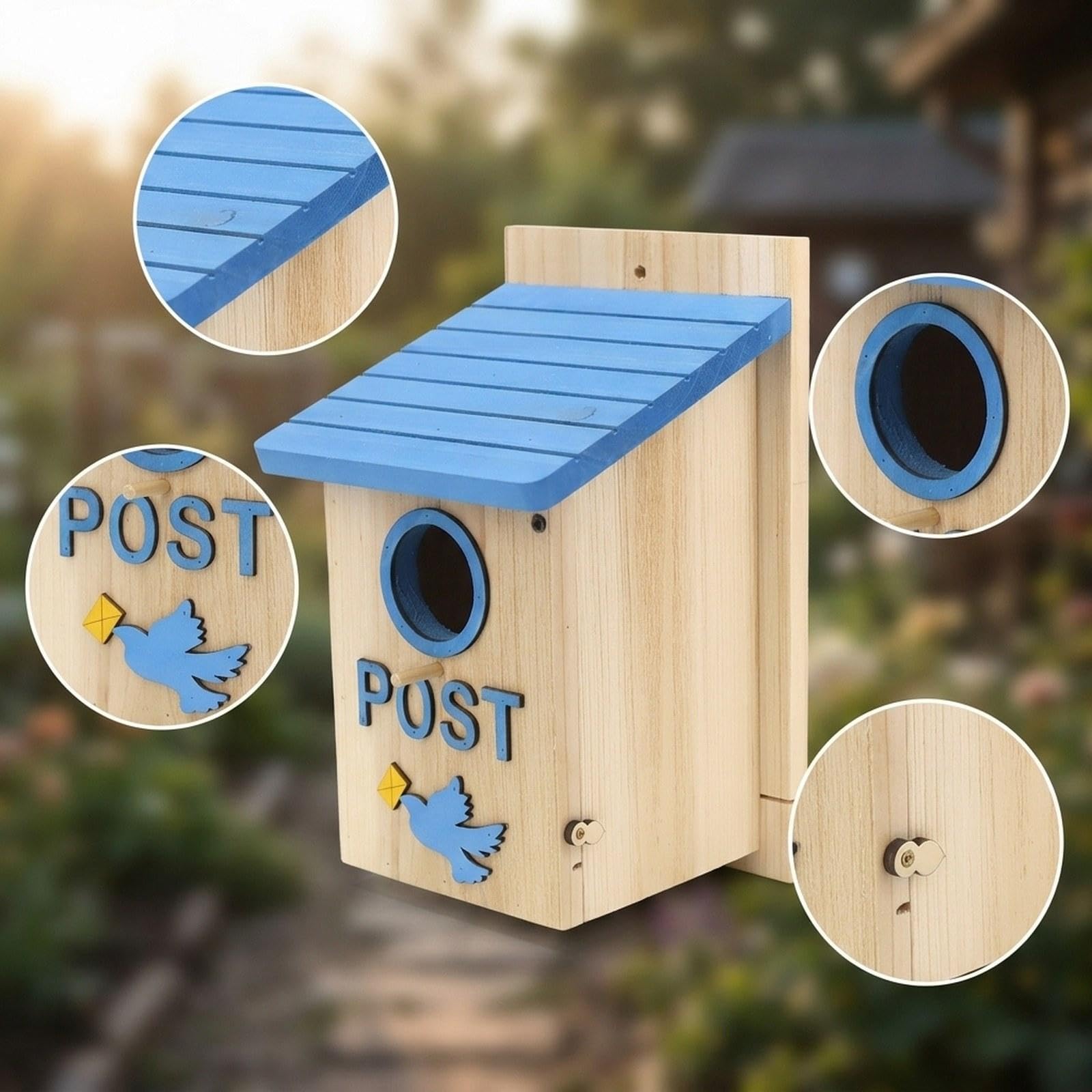 de Pájaros de Madera, Accesorios para Casitas de Pájaros, Artículos para Mascotas, Rústica para, Ideal para Jardín, TER