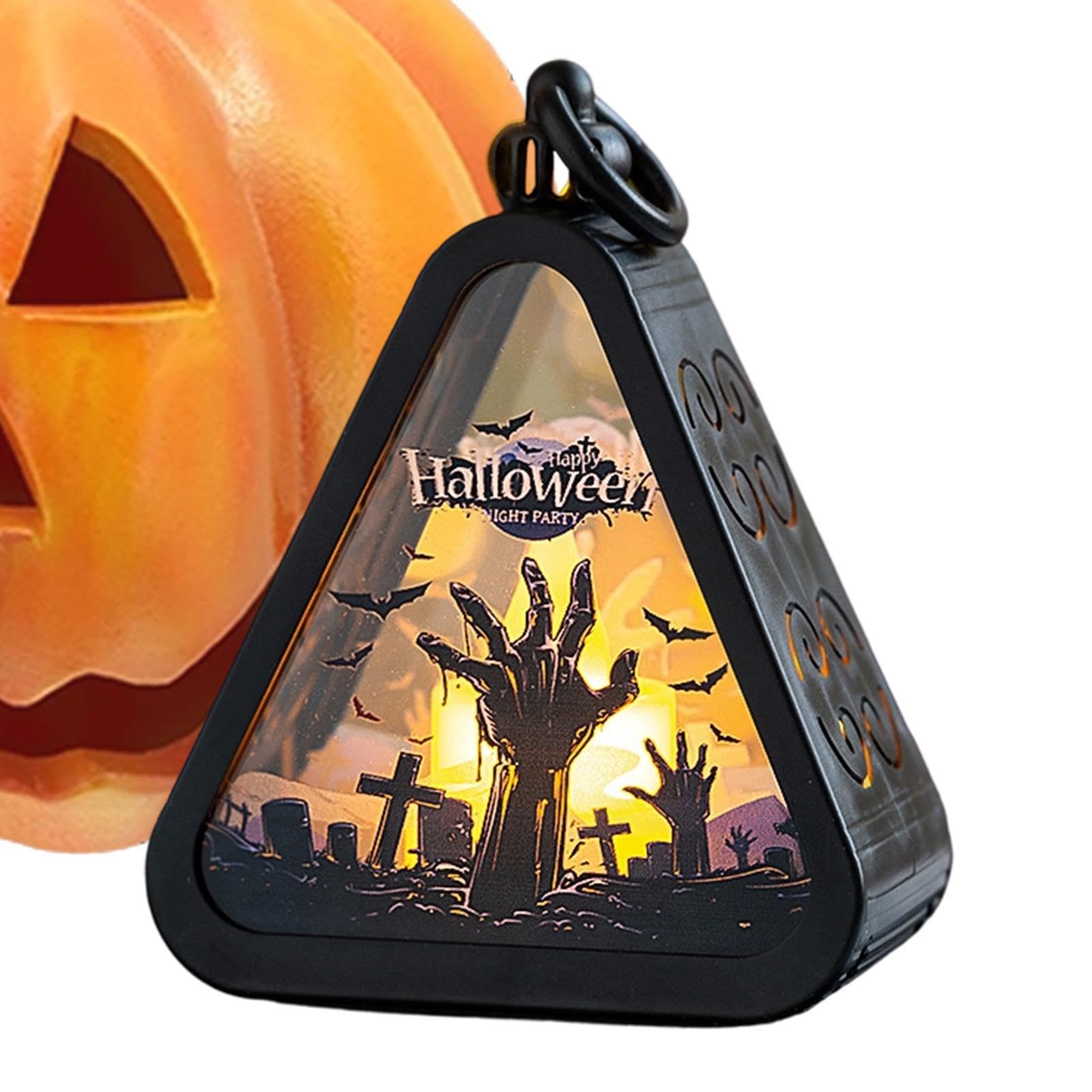 Halloween Lantern Decorations - PP Glass, LED Lamp | Spooky Centerpiece