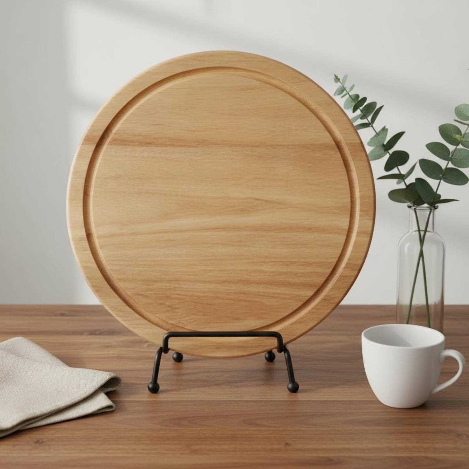 predolo Alzatina per Pizza Multiuso Vassoio per Pizza in Legno Multifunzionale Piatto da Portata in Legno per Ristoranti, Pizzerie, Servizio Al Banco, Buffet, 30CM, Rovere Piatto