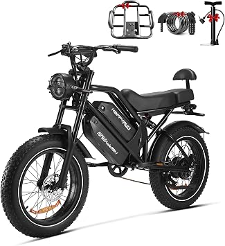HAPPYRUN G70 Electric Bike for Adults,2000W 48V38Ah Detachable Dual Battery Ebike for Adults 85+ Mile 36MPH Top Speed E Bike All Terrain 20" Fat Tire Electric Dirt Bike