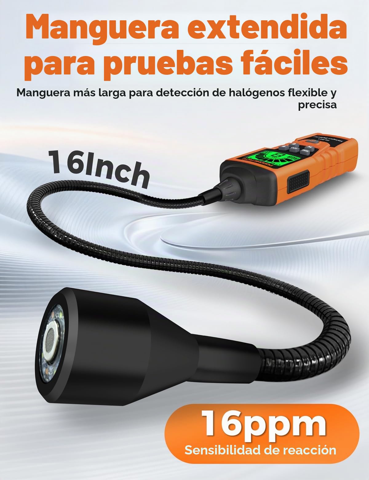 HLD01 Detector de HVAC Refrigerado – Comprobador de Gas Halógeno y Aire Acondicionado, USB-C y Autocalibración – Ideal en Coche, Cámara Frigorífica y Climatización Central