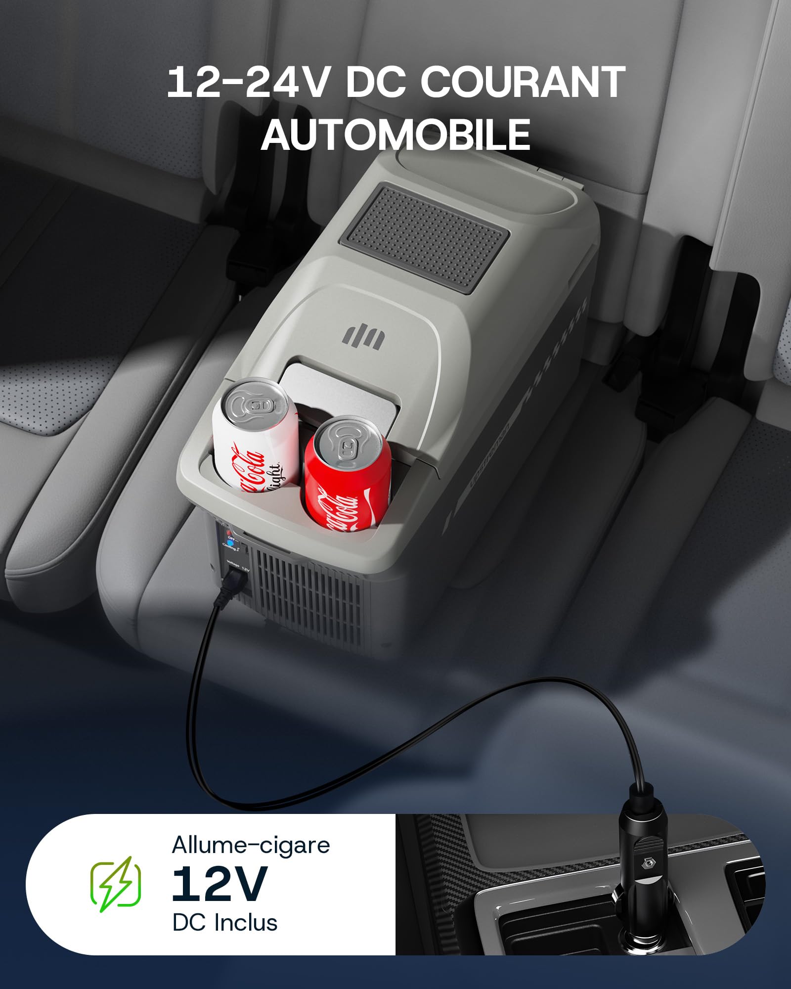 Upstreman Compacte 9L Boîte Glacière électrique Portable, Mini Réfrigérateur Refroidit & Chauffeur, 3kg avec Sangle et Fonctionnement 12V, Pour Voyages, Camping & Bureau, Gris-AR09