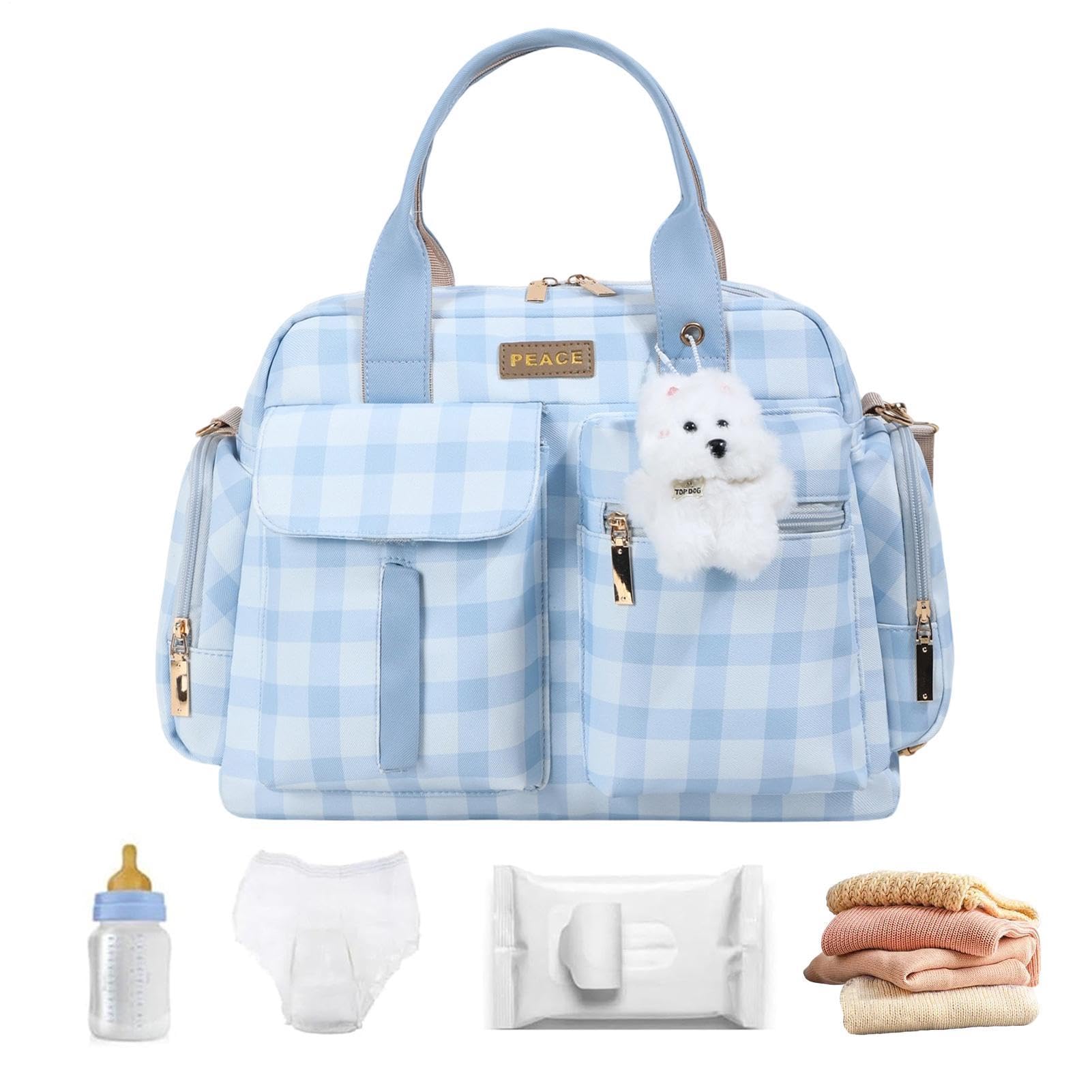 Torba Shopper Na Pieluchy Z Uchwytem, Kraciasty Sling Tote