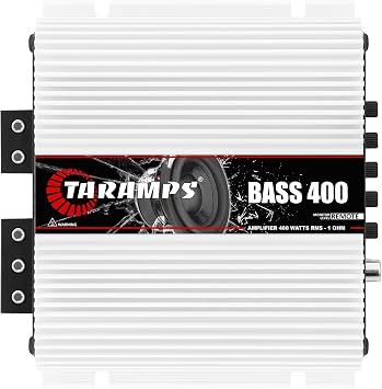 Taramps Bass 400 1 Ohm Monoblock Amplifier 400 Watt Rms Powerful, 1 Channel 14.4VDC Output Power, Full Range RCA/High Level Input, Car Audio System