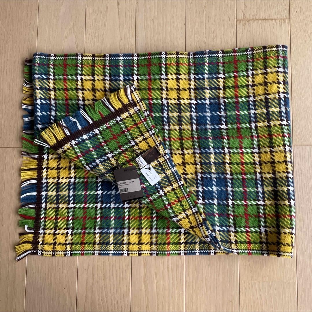 ビームスで購入　アルテア　Altea チェックマフラー　新品　イエロー ビームス アルテア Altea チェックマフラー イエロー ビームス