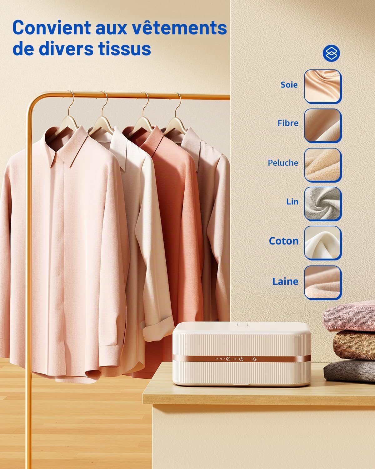 Sèche-linge portable, mini séchoir électrique à pompe à chaleur, minuterie, UV, arrêt automatique/600 W