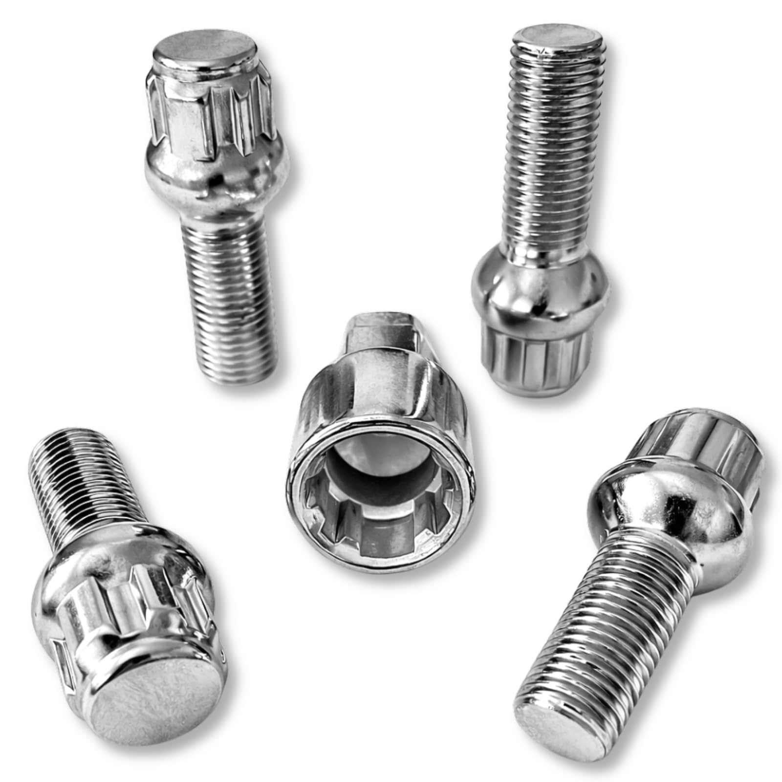 Felgenschloss M14x1,5x28mm Kugelbund R13 kompatibel mit Audi Bentley Cupra Ford Seat Skoda McLaren VW 4x silberne Felgenschlösser Felgensicherungen Radsicherungen Radschlösser Radschrauben Radbolzen