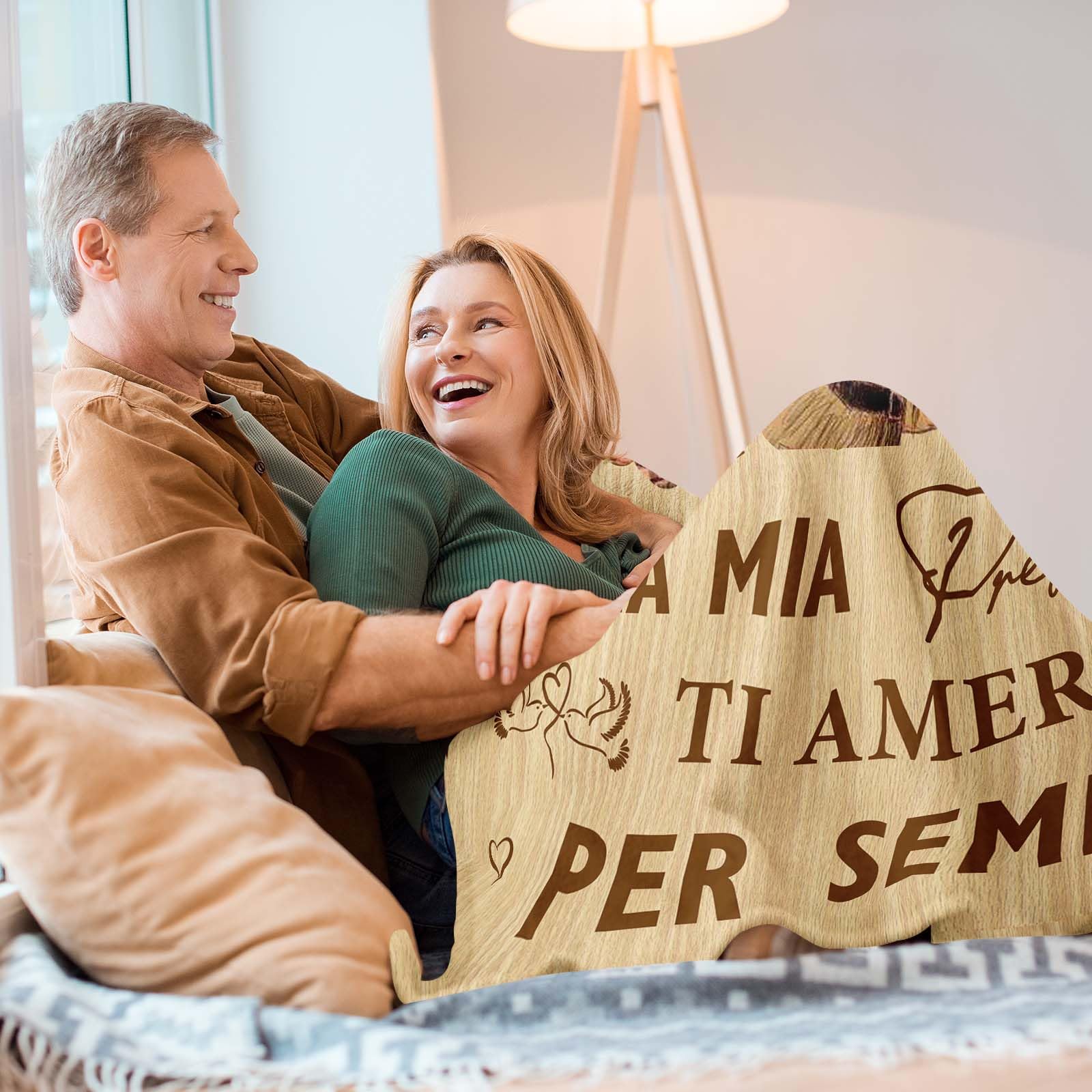 Regalo Anniversario per Lui Lei, Regalo Anniversario Matrimonio, Anniversario Fidanzamento, Regalo Promessa di Matrimonio Sposi Originale, Regalo Fidanzato Fidanzata, Coppia Ti Amo Coperta 150x130CM