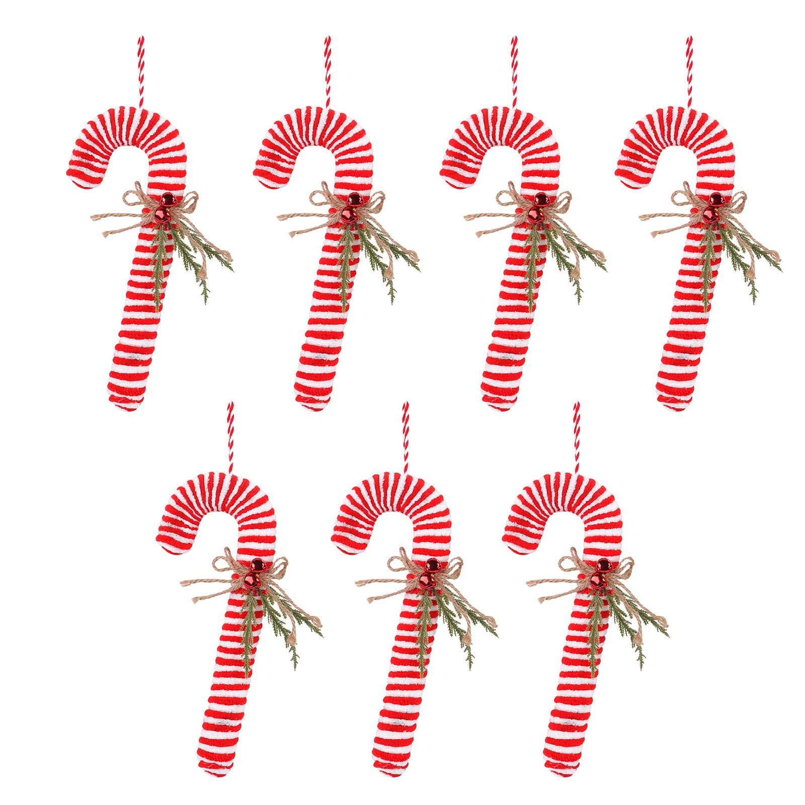 Tsophreniq Of 7 Christmas Candy Cane Hook Decorations Festives Hanging Ornament for Home and Offices Window Embellishment Festives Hanging Ornament