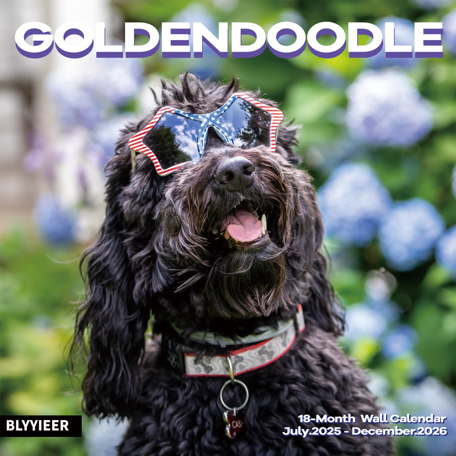 2025-2026 Wall Calendar,Goldendoodle Wall Calendar, 12" x 24" Open,Family Planner Calendar Organizer with Goldendoodle Images, for Dogs Lovers