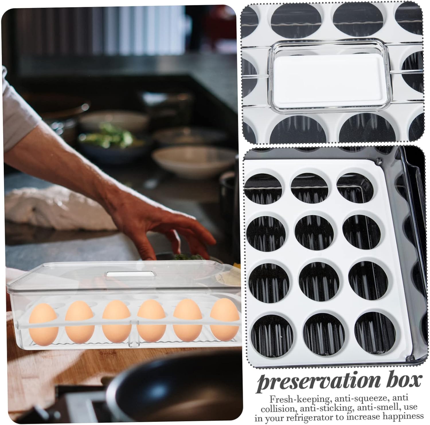 DOITOOL Multi-function Refrigerator Box Stackable Holder Vegetable Storage Container for Kitchen Easy to Clean Space-saving Design Sealing Cover Keeps Food Fresh