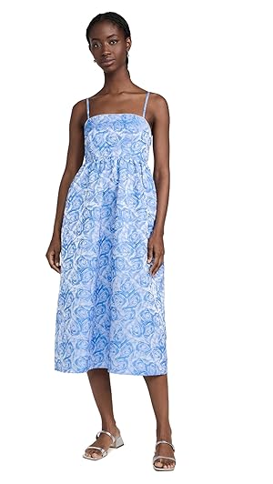 “BAUM UND PFERDGARTEN” カットアウトサテンドレス LightBlue Ari Off the Shoulder Dress by Baum und Pferdgarten | Rent