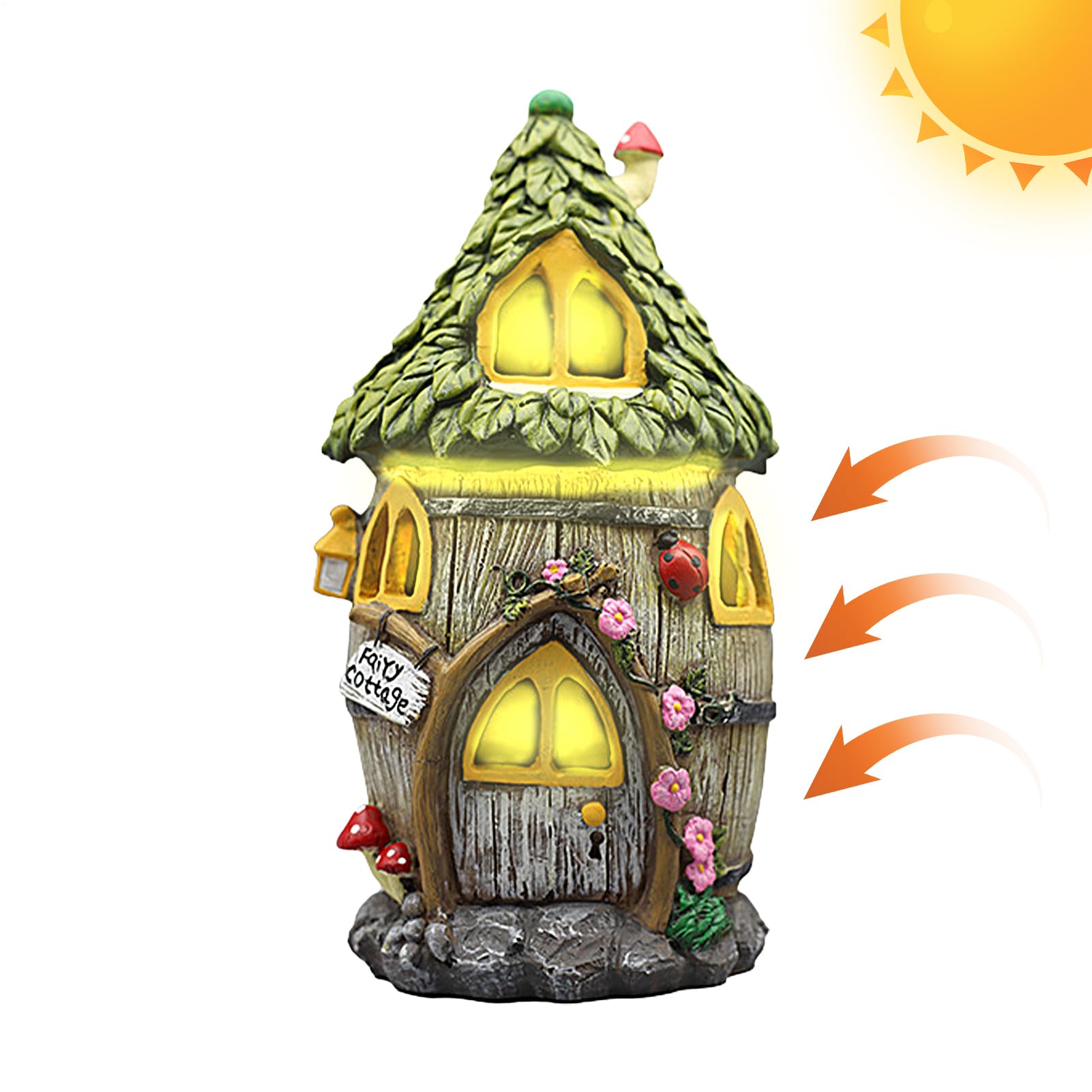 Casa de Solar, estatuas al Aire Libre para Patio, césped, jardín | decoración Exterior, estatuas de jardín con luz Solar, Decoraciones de cabaña, de césped para Patio