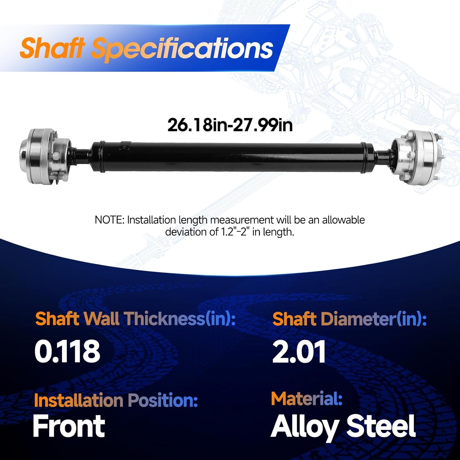Front Drive Shaft Prop Shaft Driveshaft Assembly Fit for Land Rover Range Rover 2006-20012, 4WD/AWD, Automatic Trans, Replace# TVB500040, 938-286