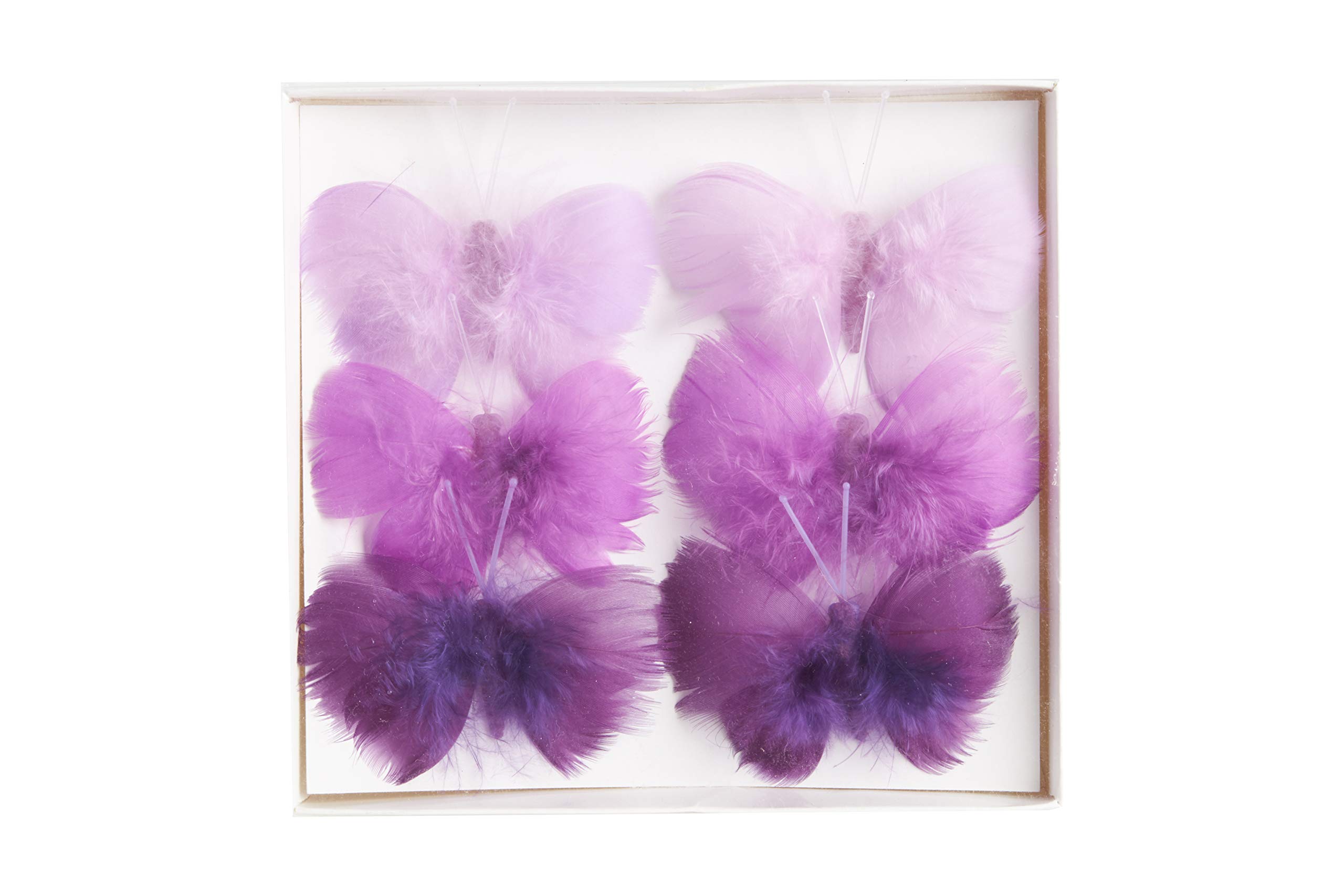 HEITMANN DECO Feather Butterflies Made of Wire – Various Purple Tones – Spring – Pretty Easter Decoration, 26 x 16.5 x 2 cm