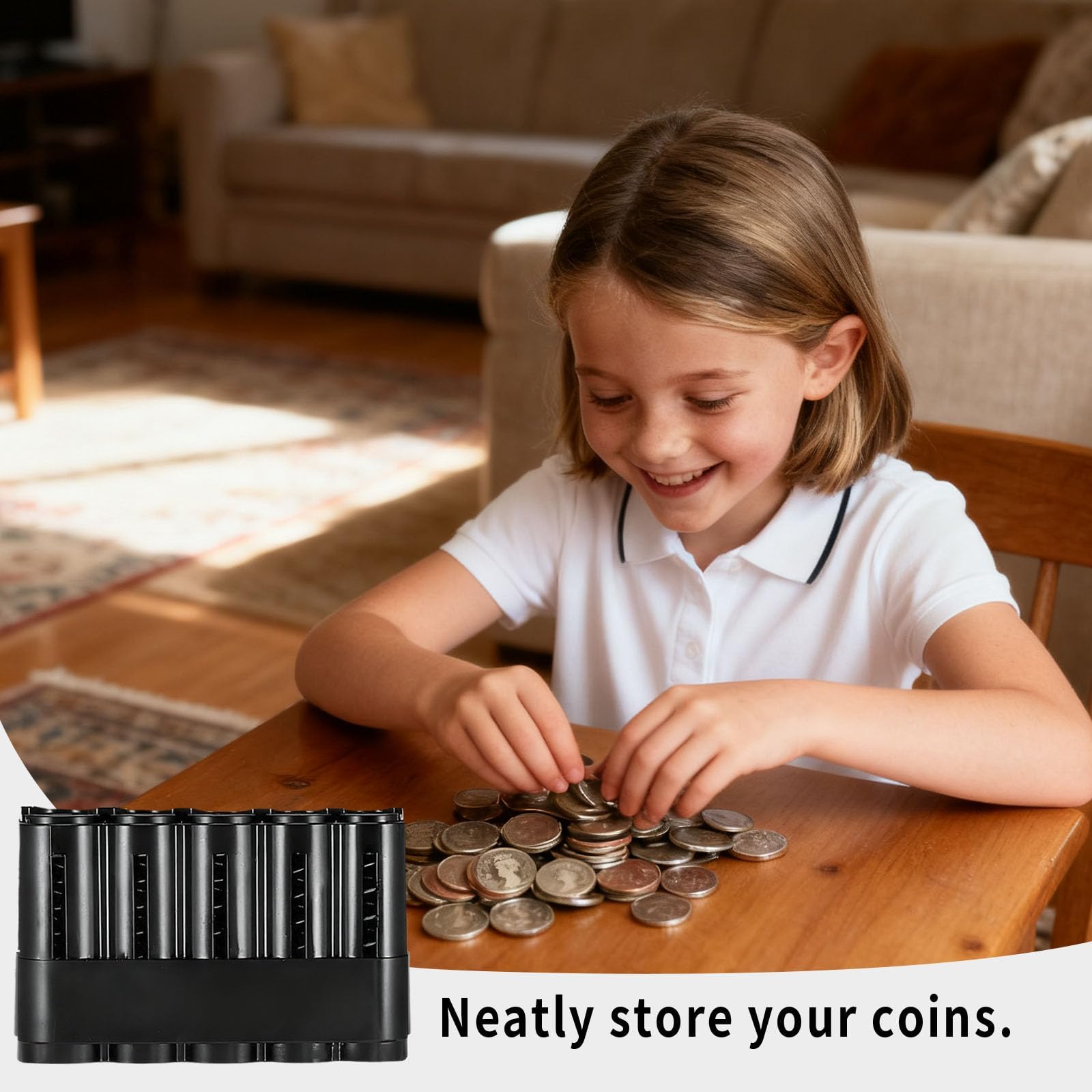 Portamonedas Euro 5 Compartimentos Organizador Monedas Plástico 2€ 1€ 50c 20c 10c Capacidad 70 Monedas 13x8,3x3,4 cm