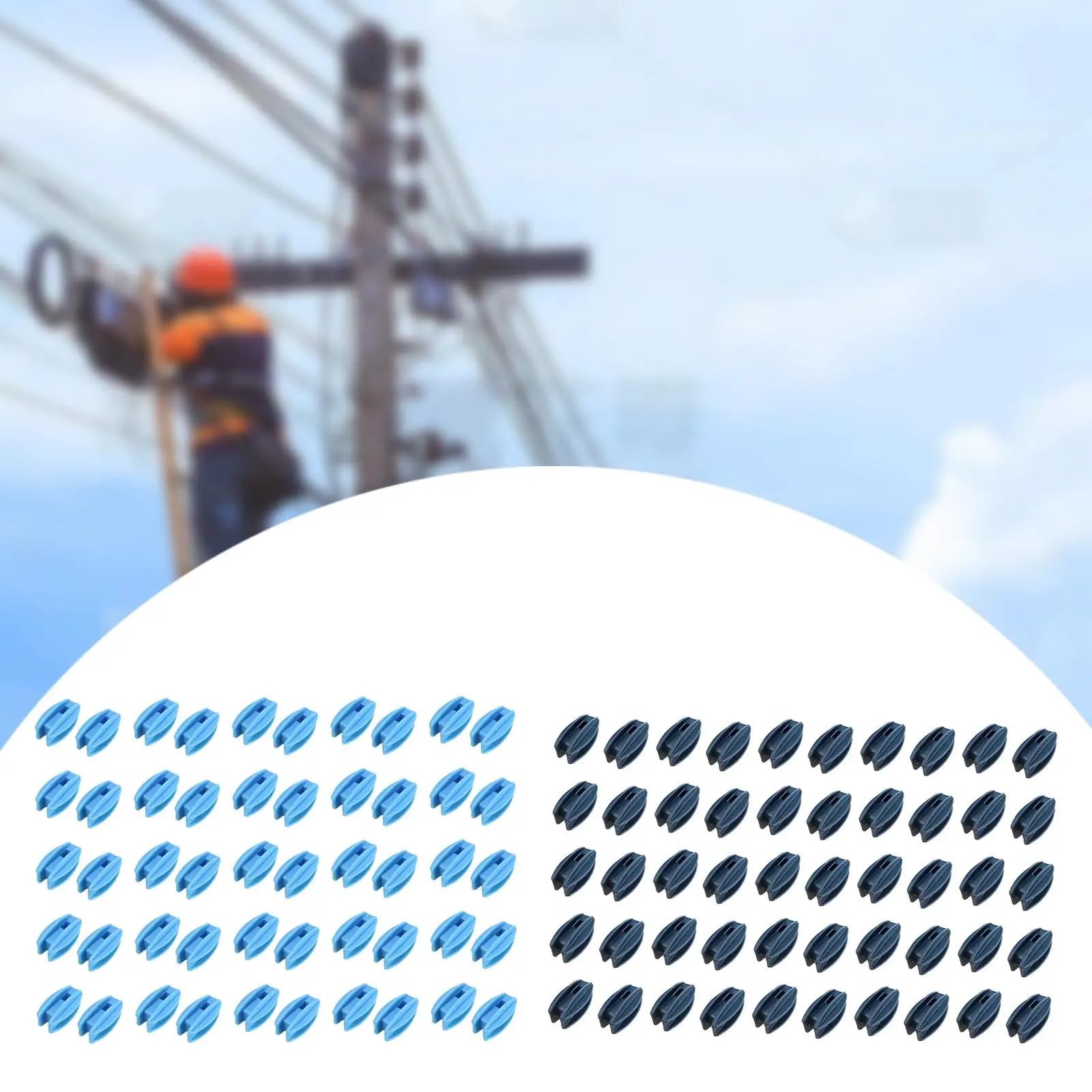 50 Uds. Aislador De Valla Eléctrica, Extremos Postes, Ajuste Fechas, Fácil Instalación Para para Madera, Cuerda, Valla Eléctrica(Blue)