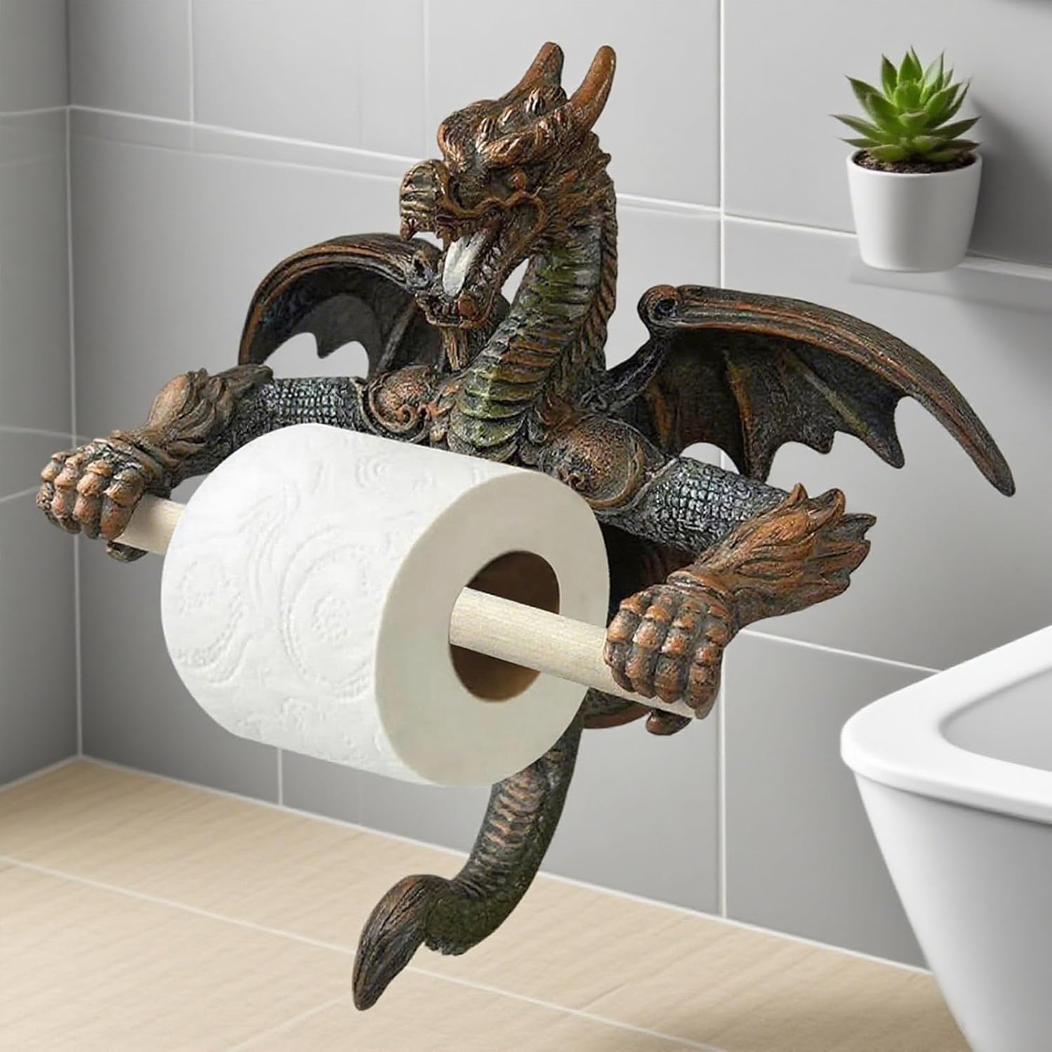 Unique Dragon Toilets Paper Holder Storage Rack None Drilling Tissue Roll Holder Stand Wall Mounted Bathroom Tissue Rack