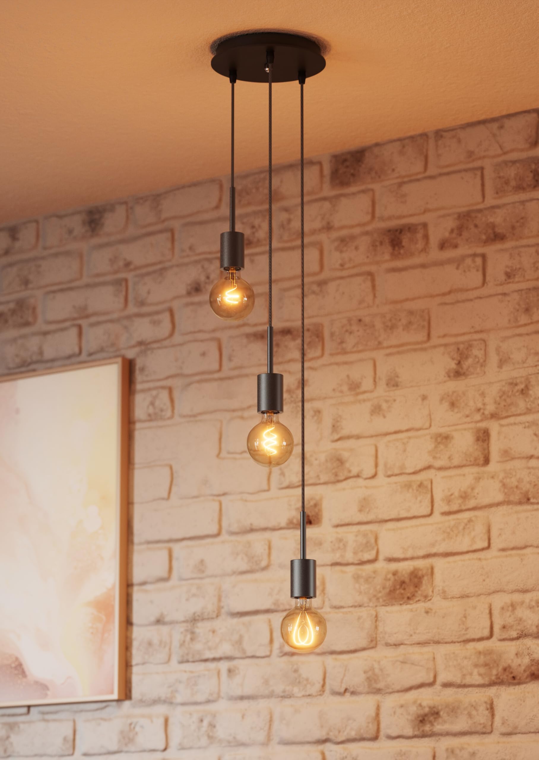 OSRAM Lampa wisząca Vintage, ciemnoszara, indywidualne scenariusze oświetleniowe, stal nierdz., idealna do salonów, nowoczesny design, styl vintage, kabel tekstylny 2 m, śr. 100 mm, prosty montaż