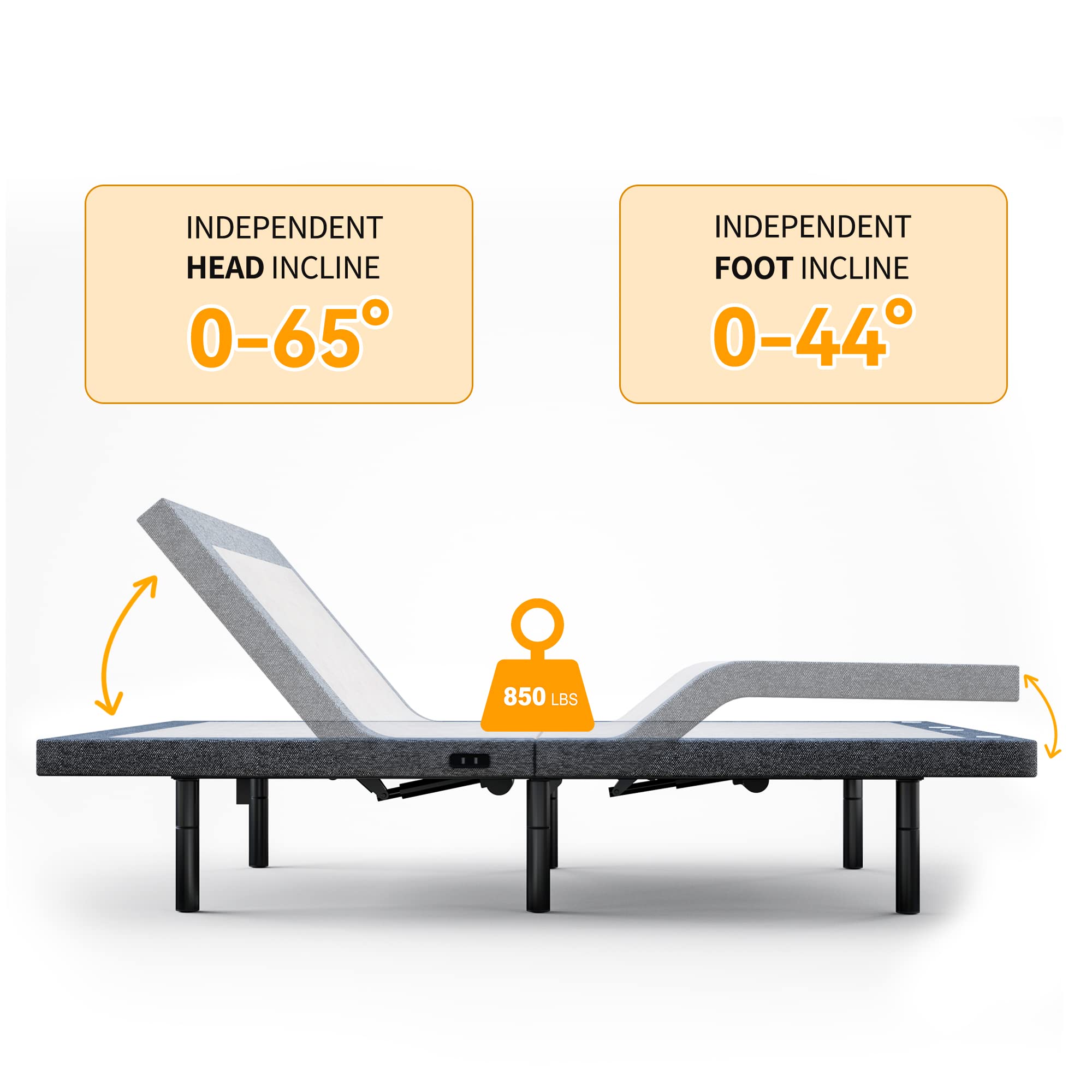 Adjustable Bed Base Wireless Remote Independent Head and Foot Bed