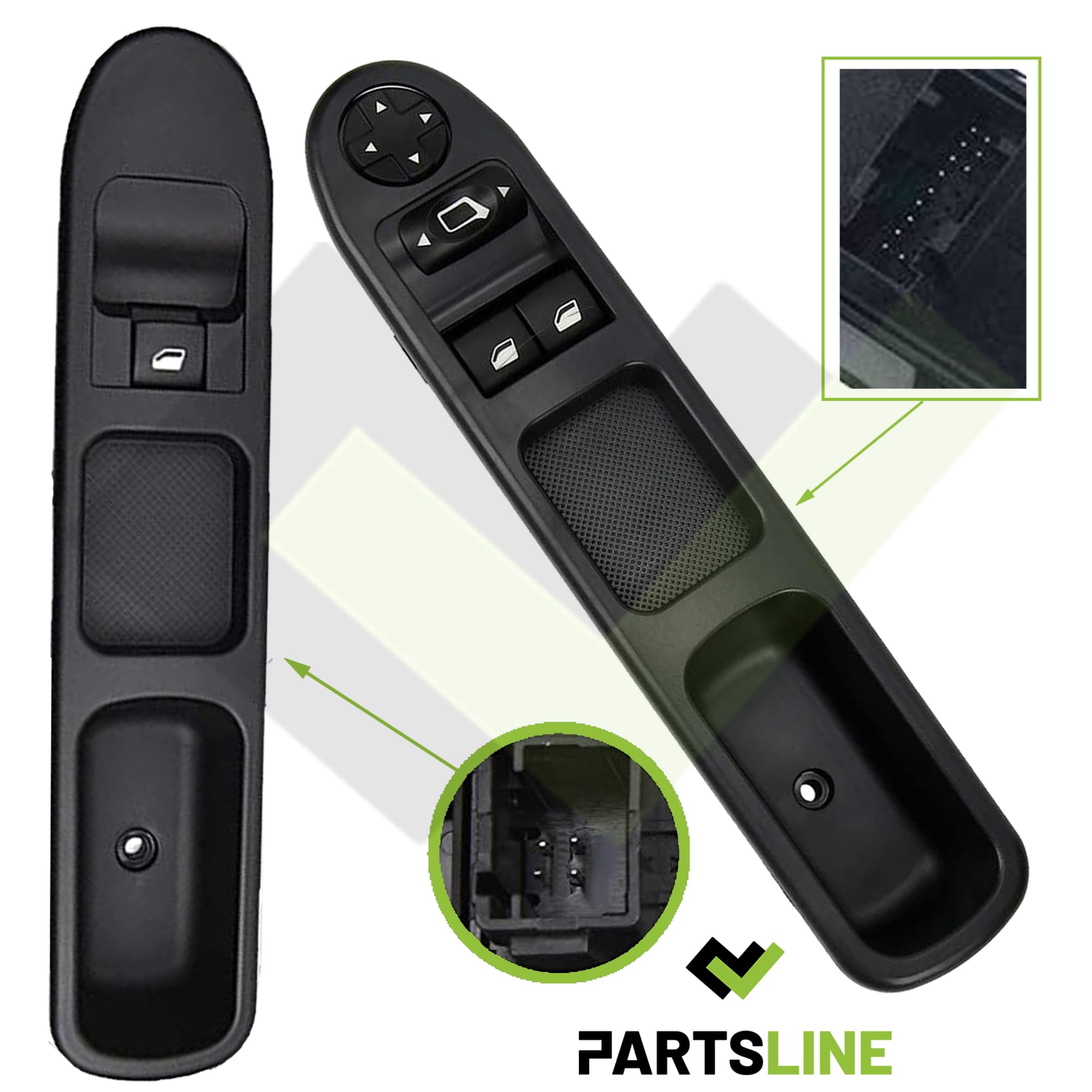 (Lot de 2) Bouton Platine de Lève-Vitre Avant Gauche ET Avant Droit compatible avec 207 BERLINE SW - 6554QL 6490HQ 6554HJ 6554QA