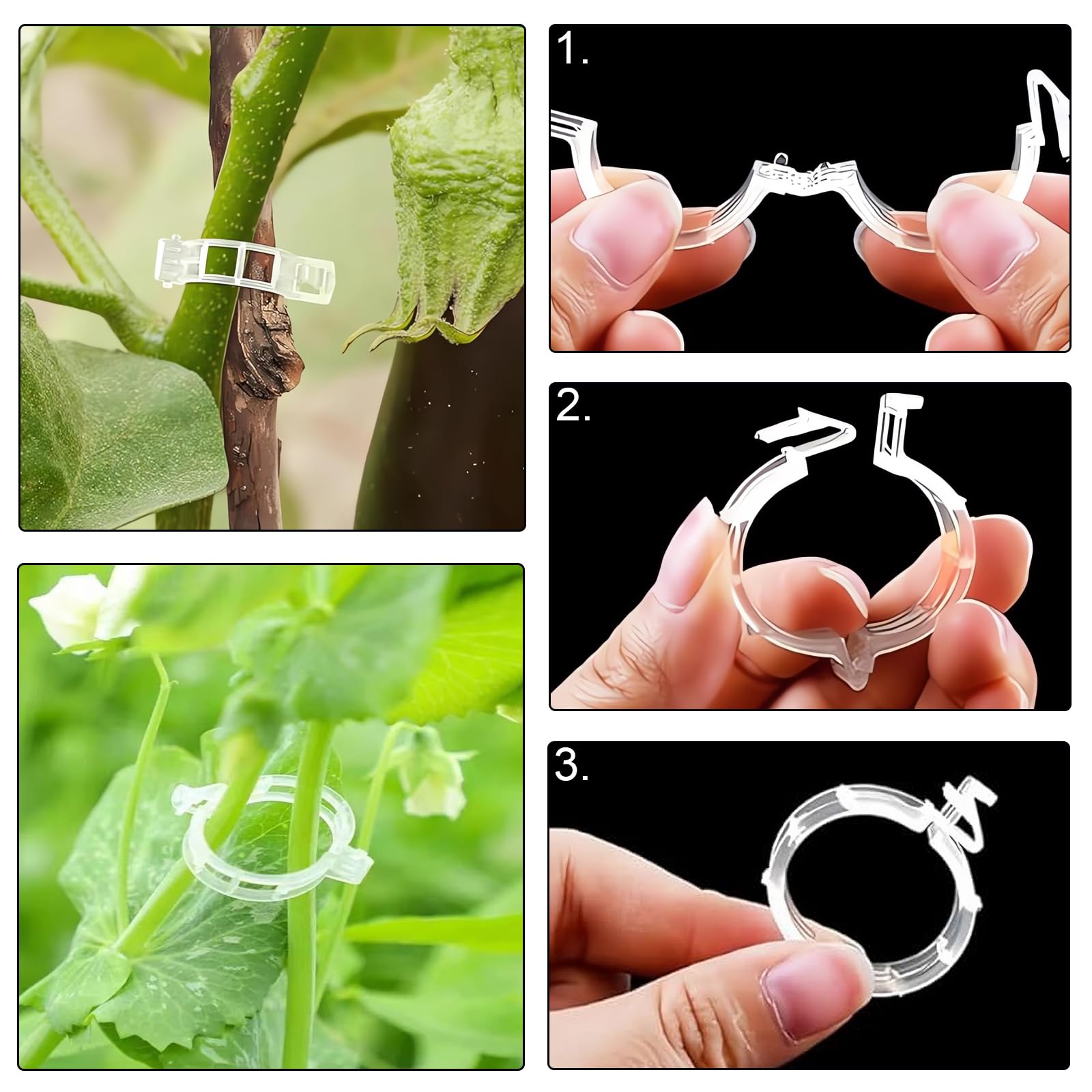 200 pcs Support pour Plantes de Jardin Clips pour Les légumes Tomate Vigne tiges de Croissance Droit et Plus Sain 2.5cm x 2cm Blanc
