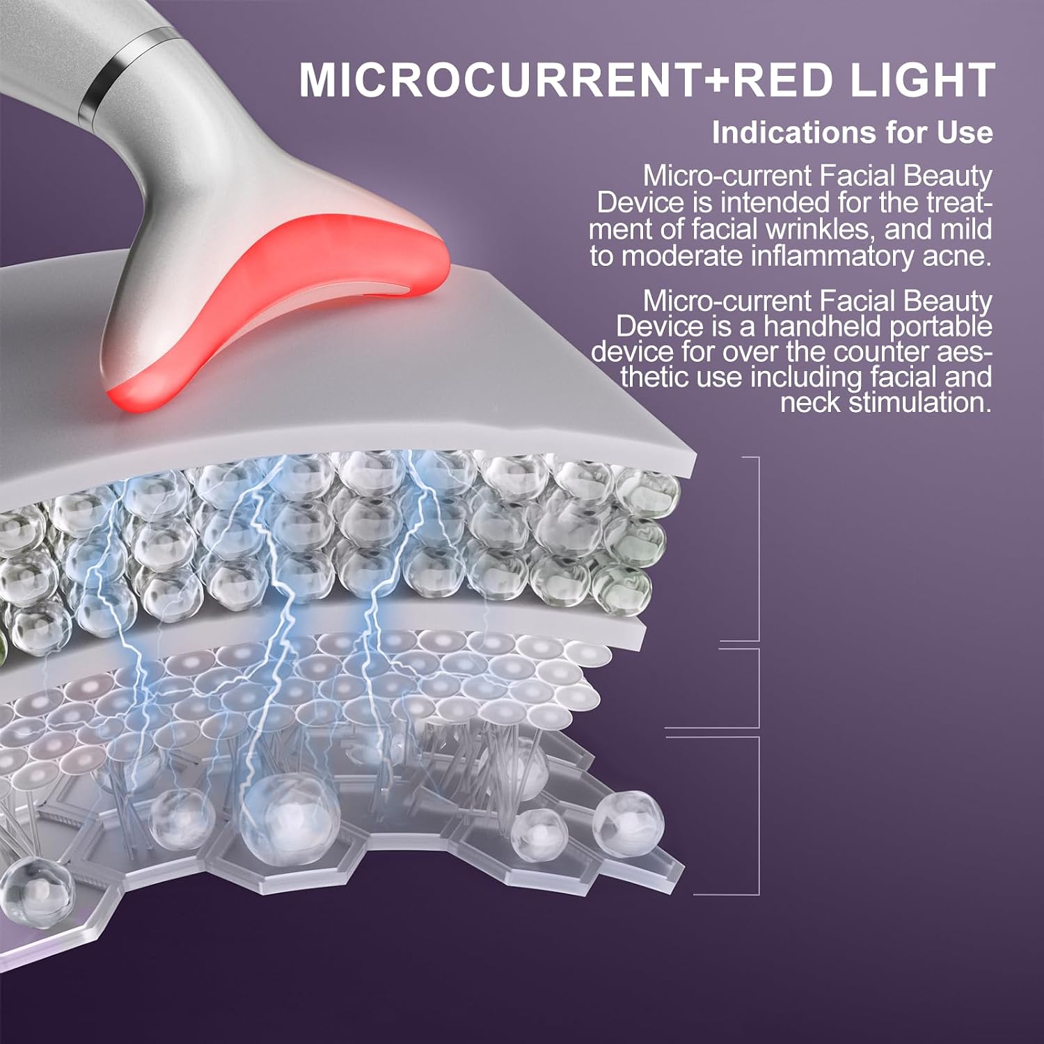 Red Light Therapy for Face，Multifunctional Face Massager with Micro-Current, LED Light Therapy & Vibration，Rechargeable Portable Face Sculpting Tool Home Use，Micro-Current Facial Beauty Device
