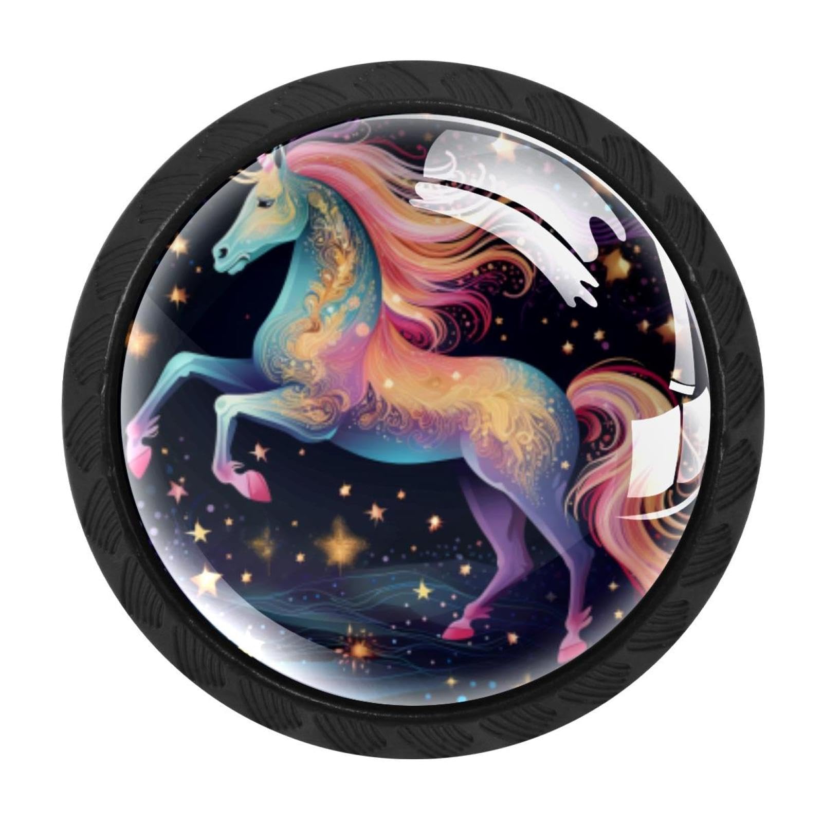 Chenzzzz Multicolored 18 Starry Unicorn Cabinet Knobs 4 Pieces Drawer Kitchen Cabinets Dresser Cupboard Wardrobe Unique Pulls Handles