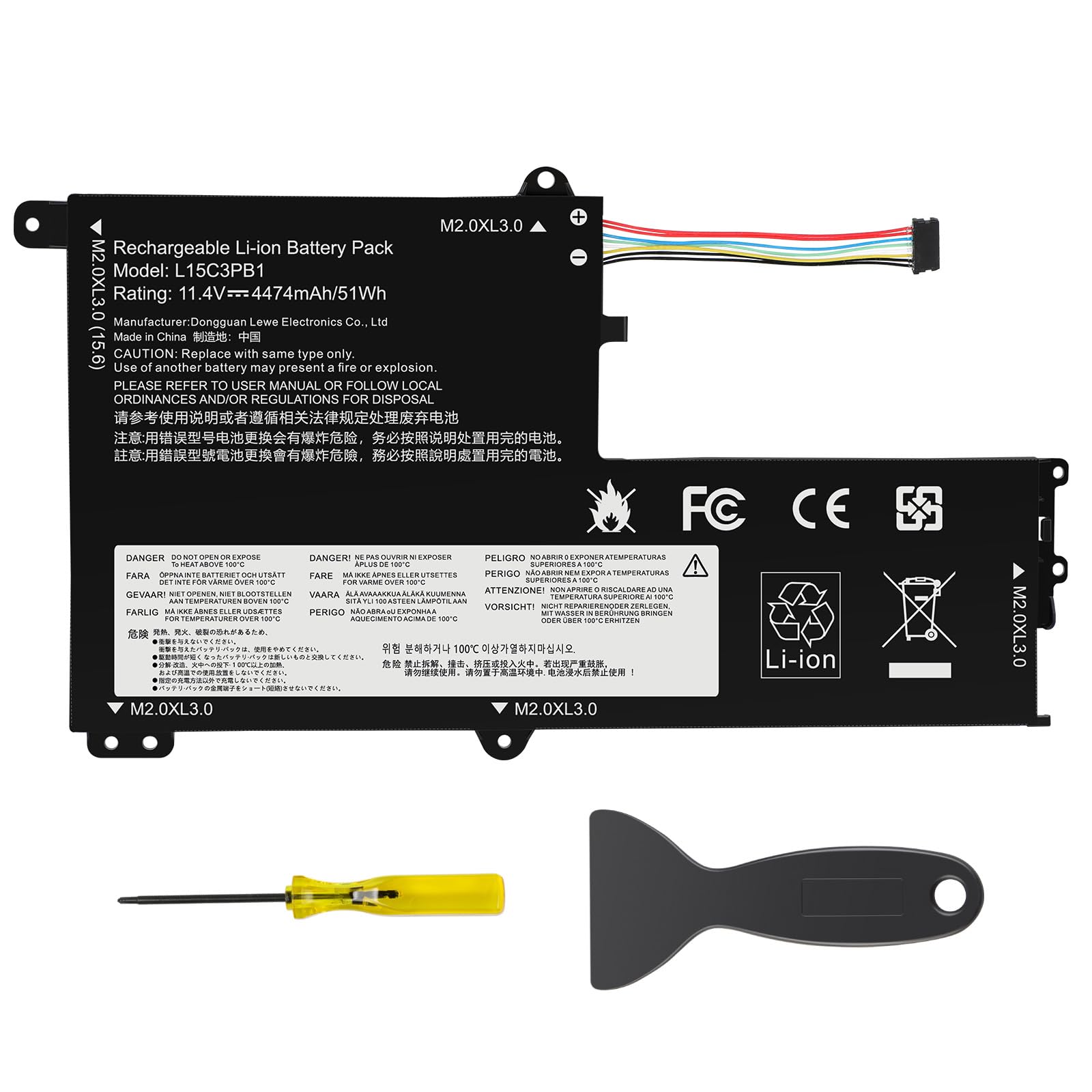 ASUNCELL 11.4V/51Wh L15C3PB1 Batterie d'ordinateur Portable pour Lenovo IdeaPad 330S-14AST 330S-14IKB 330S-15ARR 330S-15AST 330S-15IKB GTX1050 Series, L15M3PB0 5B10Q39202 L15L3PB0