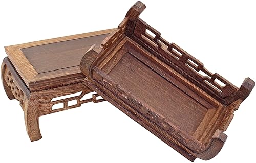 Miniatura 6 de GOLDY&WENDY Soporte de pedestal de palisandro para muebles orientales, base de madera tallada, rectangular, decoración de muebles antiguos