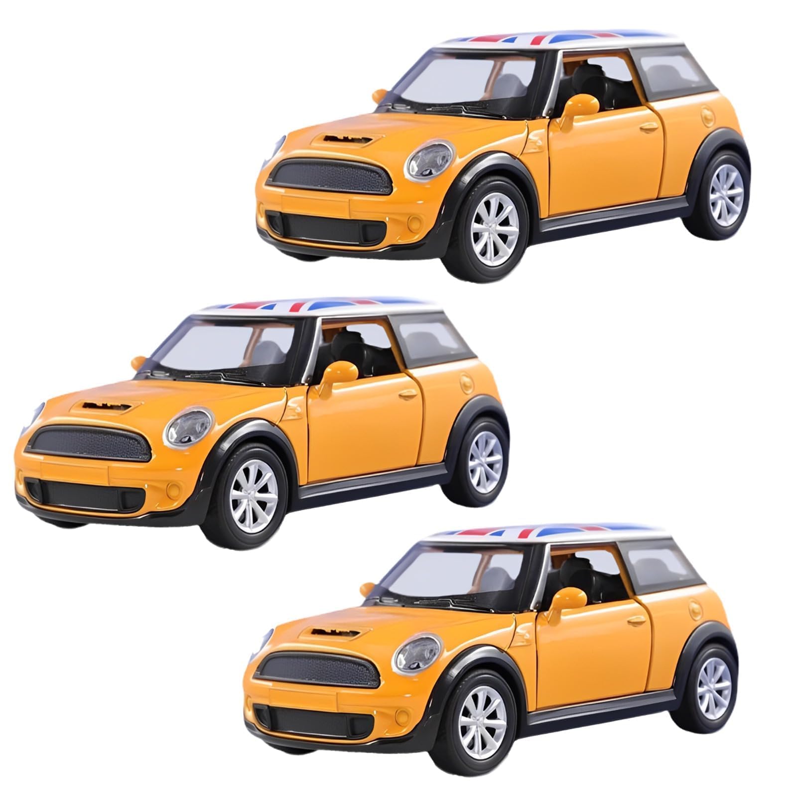 MIXEL Mini Sports Car With 1: 22 Scale, Durable Die-Cast Design, Pull-Back Mechanism, Durability and Realistic,Fun Toy for Kids, Yellow (3PCS)