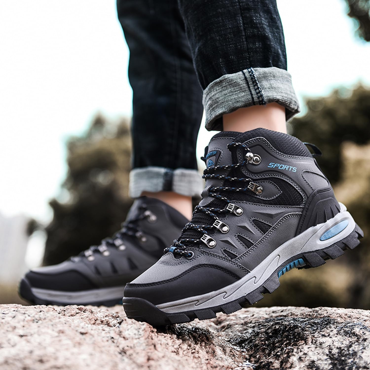 Scarpe da Trekking Uomo Donna Arrampicata Sportive Impermeabili Traspiranti Passeggiate Stivali per Antiscivolo Sportive All'aperto Scarpe da Escursionismo A22Grigio 39EU