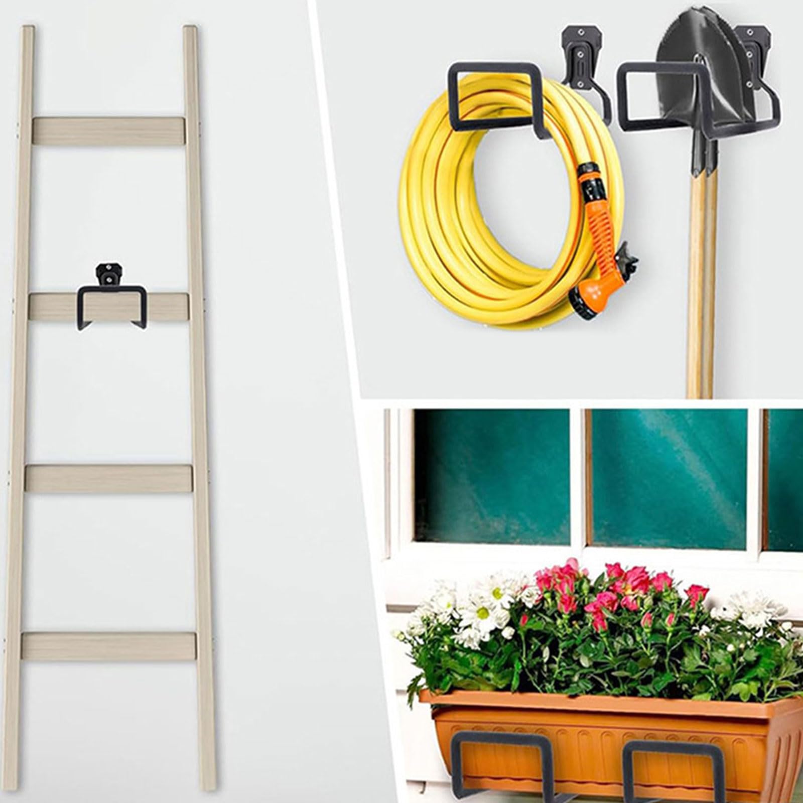 Lot de 2 tuyaux en métal pour garage et piscine avec construction antirouille en fer et pièces de rangement murales en métal avec bobine de finition résistante à l'eau avec housse de garage robuste