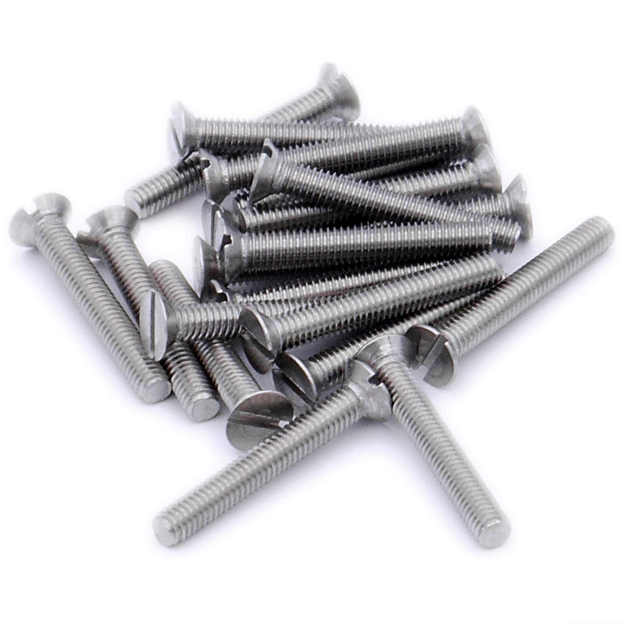 Singularity Supplies Silver M4 (4Mm X 18Mm) Slot Countersunk Machine Screw (Bolt) - Stainless Steel (A2) (Pack Of 20)