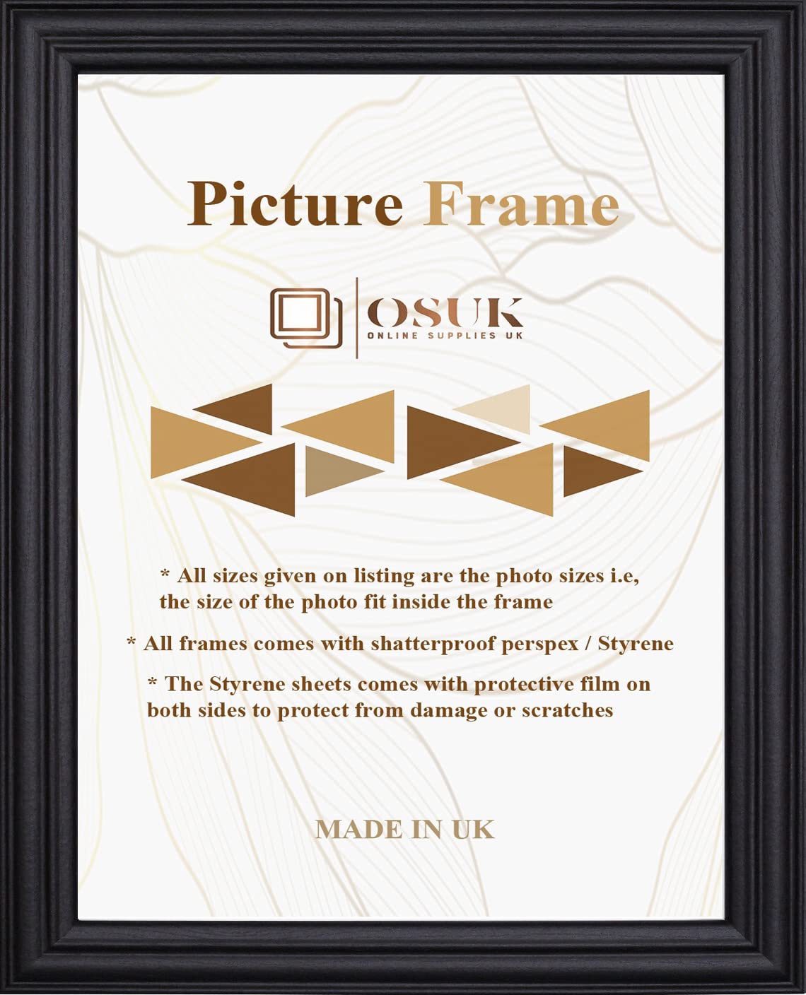 Online2home Black Osuk Antique Style 36X24 Inch Frame Photo Frame With Clear Perspex Front & Wall Mounting To Hang Portrait Or Landscape (, 36X24 Inch)