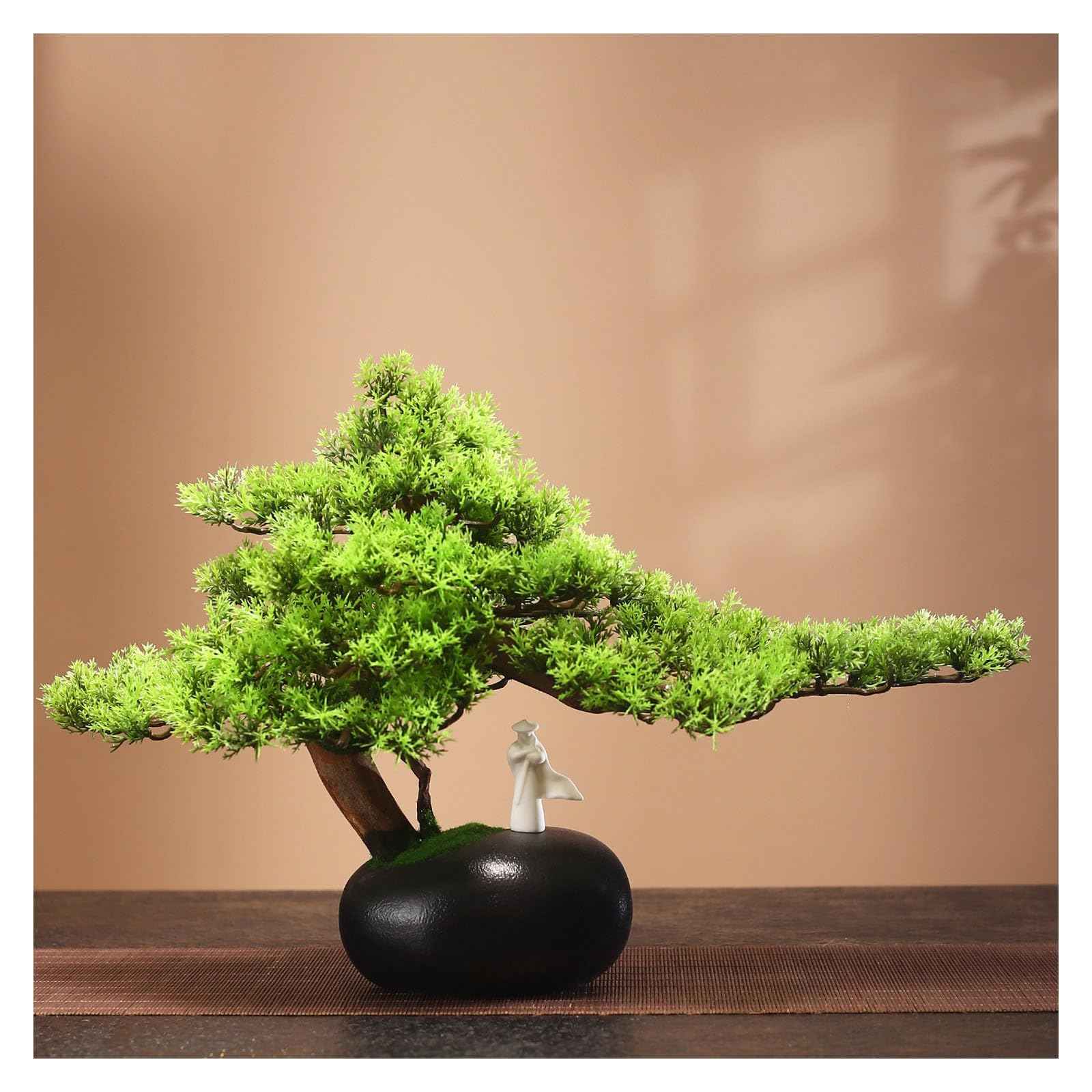 Bonsaï artificiel pin vert en pot pour décoration de salon et bureau