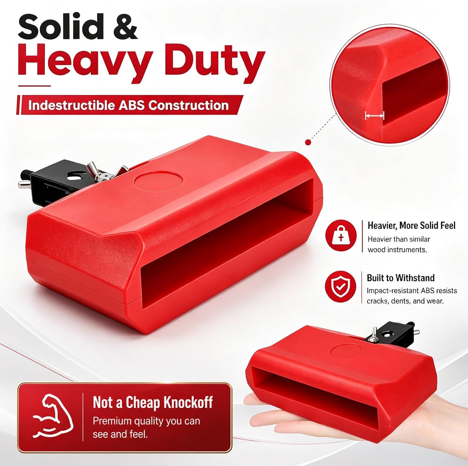 Eorbow 2 Pack Jam Block, Plastic Musical Percussion Block, Red Latin Drum Instrument image 3