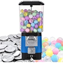 Candy Vending Machines,Coin Operated Bubble Gum Machine,200 Empty Balls, 100 Stainless Steel Tokens,Coin Operated Gumball Bank for Toy Capsules Bouncy Balls Candy,for Game StoresBlue