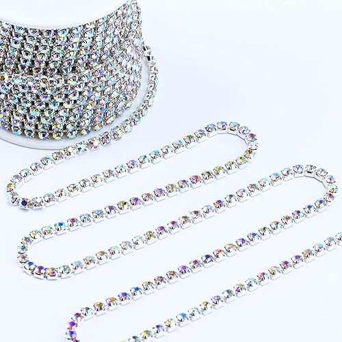 Miniatura 3 de Dowarm Cadena de diamantes de imitación de cristal de 10 yardas de 0.157 in para coser zapatos Crocs, cadena de diamantes de imitación SS16 para