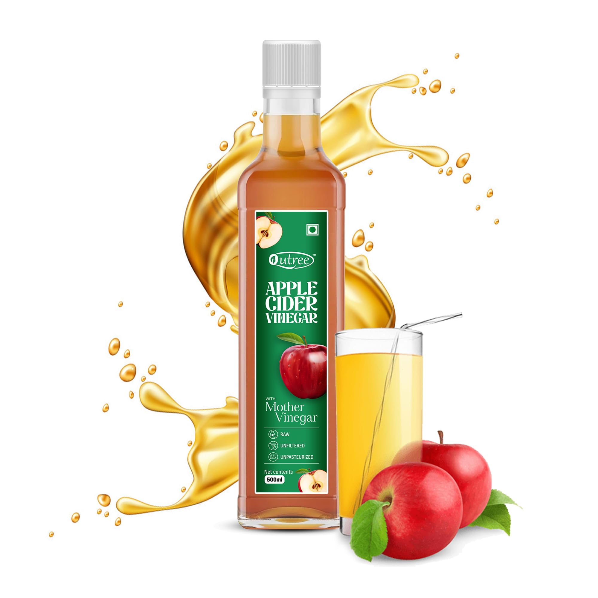 Qutree Himalayan Apple Cider Vinegar (ACV) with Mother | Raw, Unfiltered, Unpasteurized | Naturally Fermented | 2X Strands of Probiotic and Enzymes | Weight Loss | Detoxification - 500ml (Pack of 1) (B0CTMRPSFJ) Amazon Price History, Amazon Price Tracker
